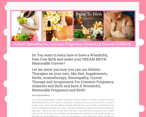 Bump To Birth- Holistic Remedies For Pregnancy And Natural Childbirth