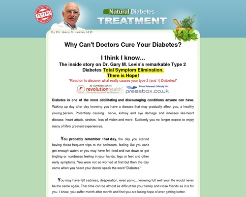 New! Proven Diabetes Treatment By Dr Gary Levin M.d