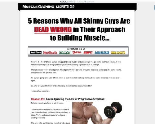 Muscle Gaining Secrets 2.0: Skinny Guy/hardgainer Niche